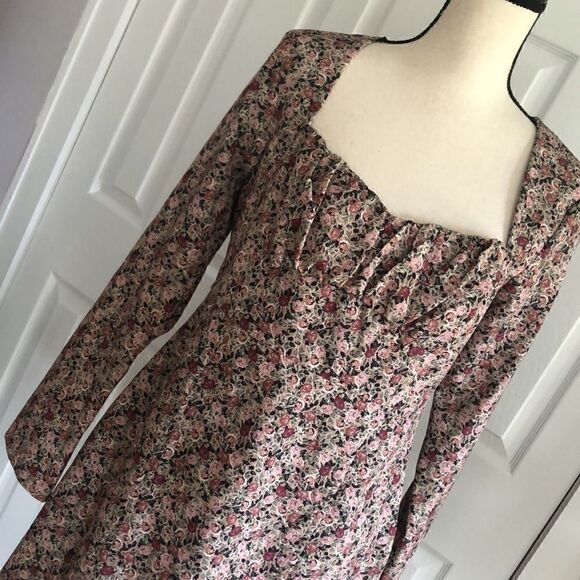 ZARA Rose Floral Print Vintage Mini Dress - Picture 3 of 16